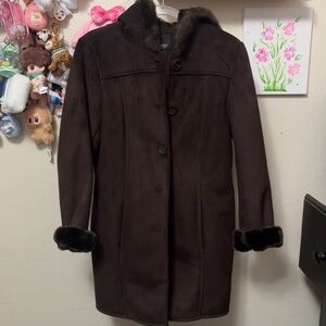 Esprit Faux Fur Chocolate Brown Jacket Size Medium